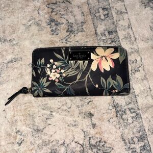 Kate Spade Black Wallet with Floral Design